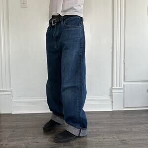 Dark Blue Indigo Point Sur Straight Relaxed Baggy Selvedge Denim Jeans